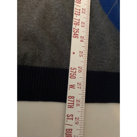 Perry Ellis 1/4 Zip Men's Sweater Pullover Argyle Mock Rockabilly Preppy Core Bl - Picture 8 of 10